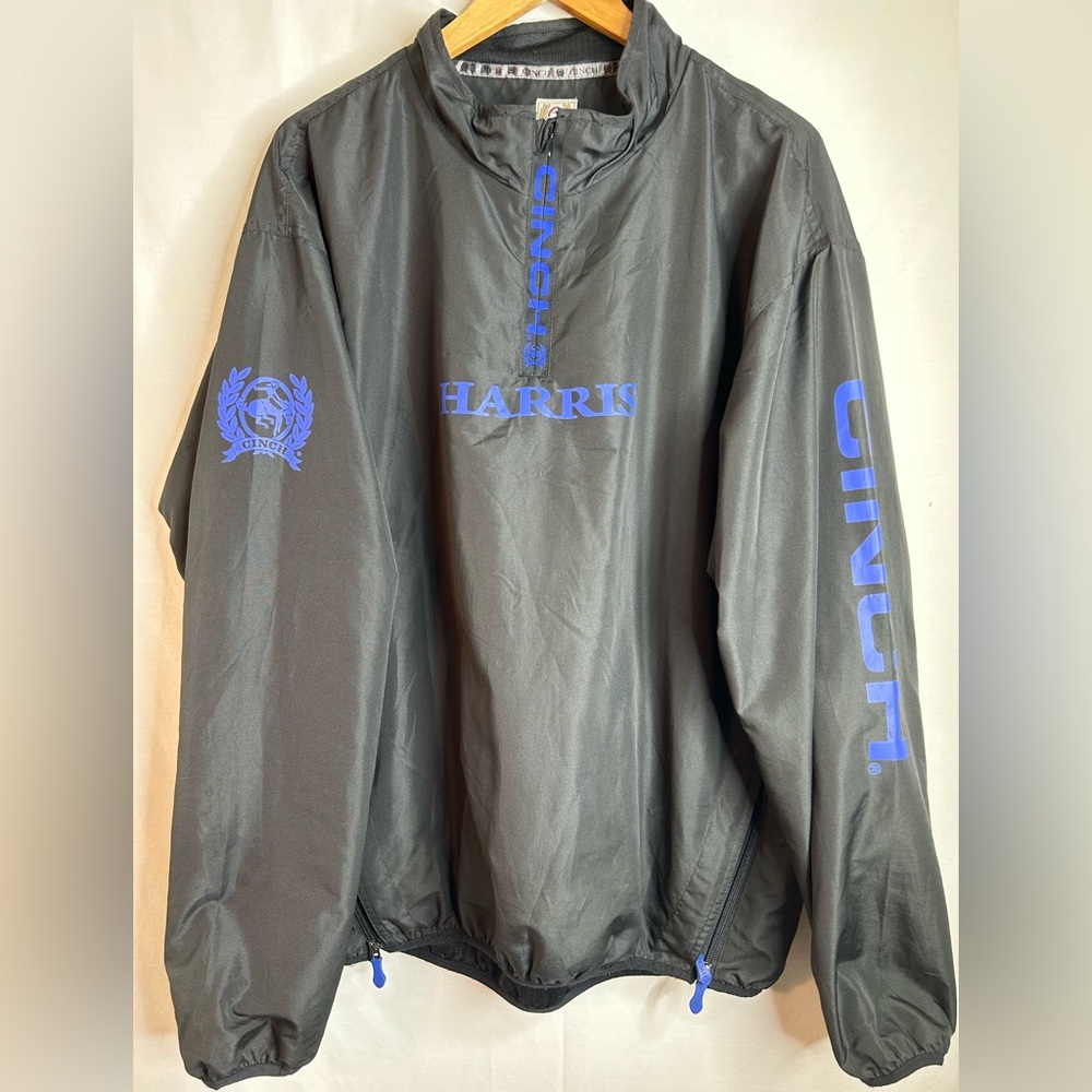 Cinch Men's Black and Blue 1/4 Zip Windbreaker Size Large